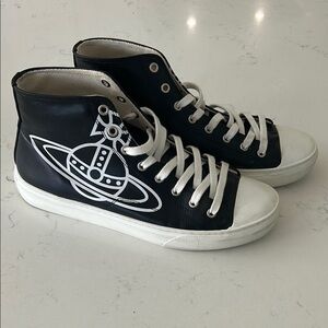 Black High-Top Sneakers with White Logo